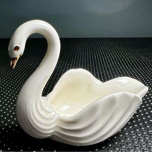 Vintage Handmade Ivory Swan Figurine Salt Cellar